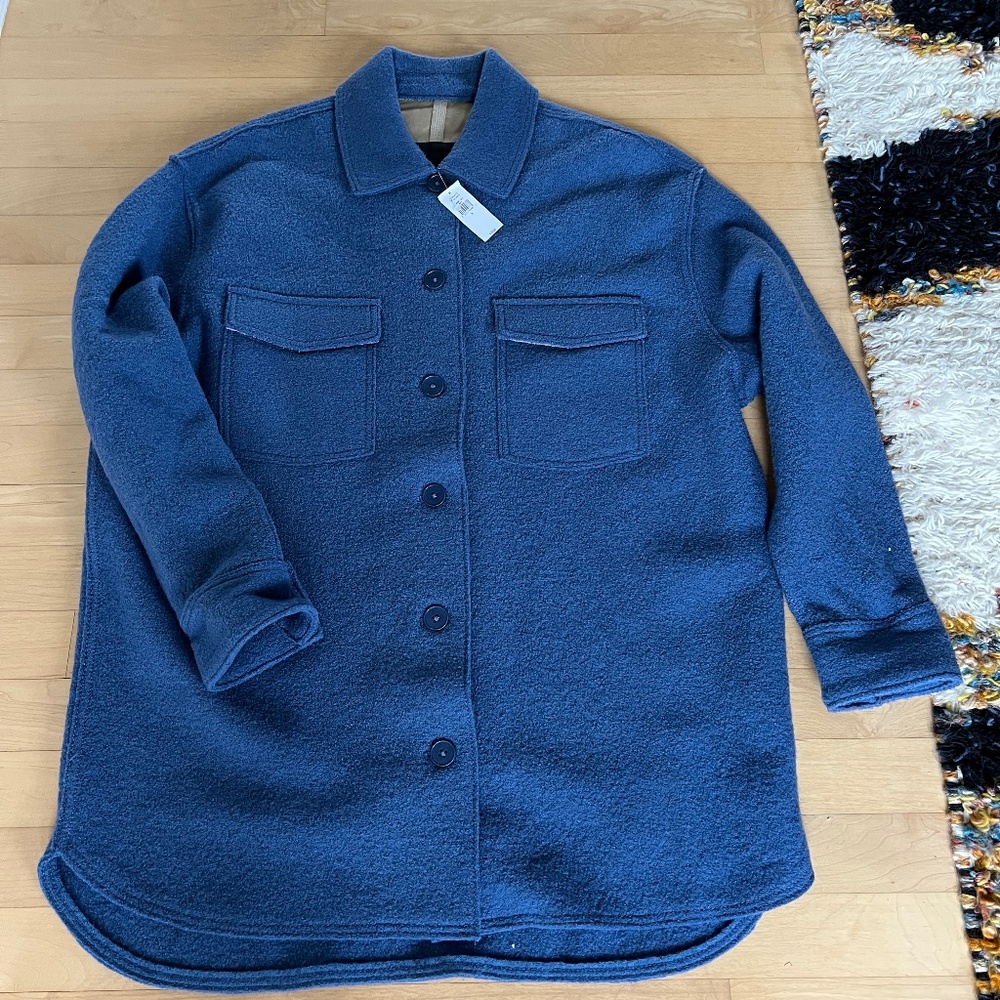 NWT Boiled Wool Blue Shacket - Size S